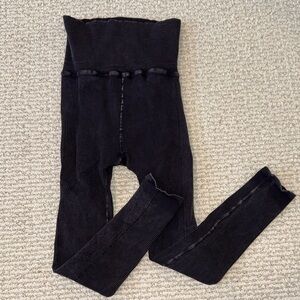 Free people Good Karma Ribbed Washed Black High-Waist Leggings